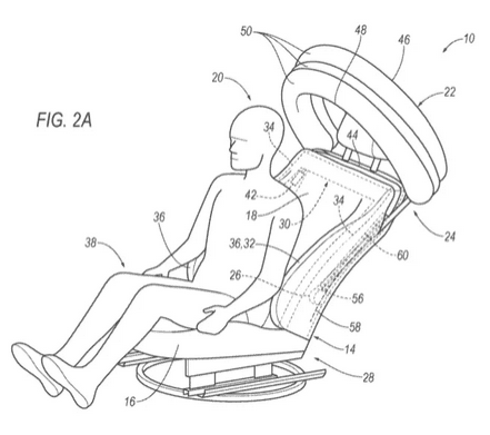 Cybercab Robotaxi Airbag descending from roof/visor might be safer than airbags shot 150mph directly at your face 1689357547417