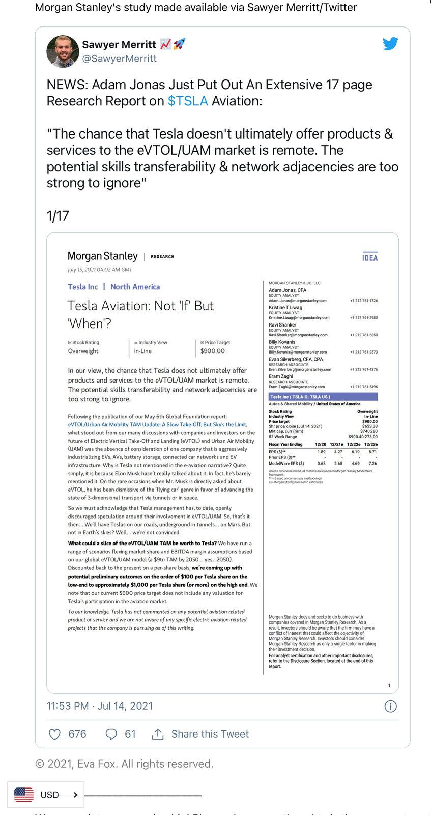 Cybercab Robotaxi Tesla Will Enter eVTOL/UAM Market, Morgan Stanley Is Sure A8A78A7C-81AE-4578-8889-09E11BBF117F