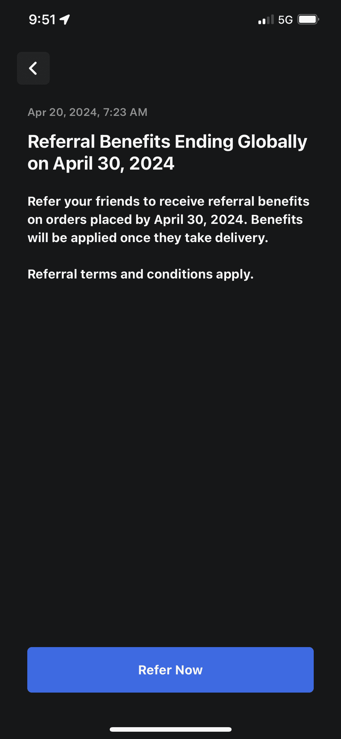 Cybercab Robotaxi Get those friends referred ASAP!! Referral Program ends April 30, 2024 IMG_3405