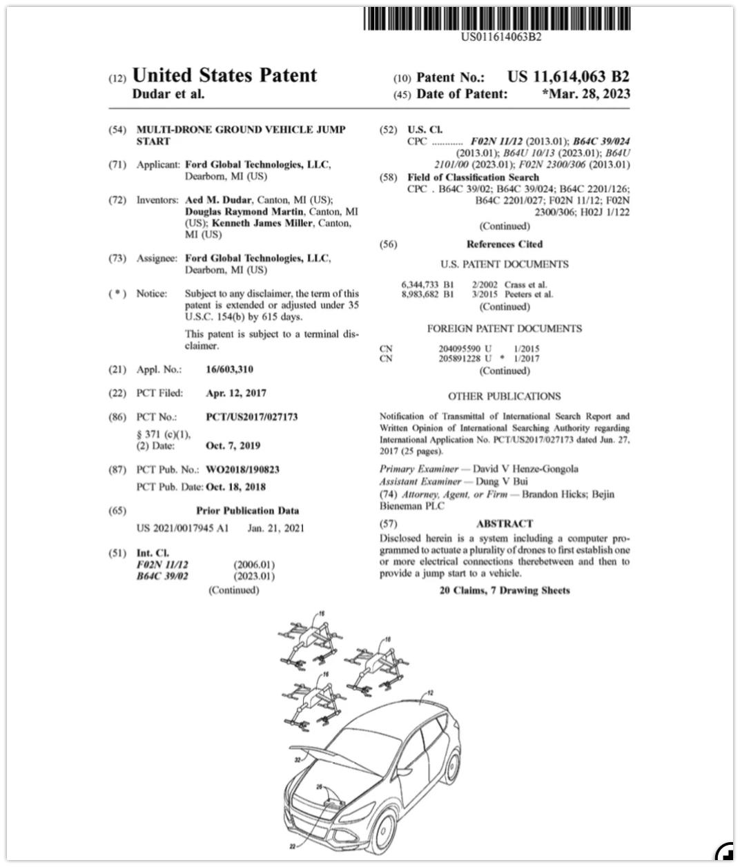 Cybercab Robotaxi Ford files patent for drones to jump start vehicles with dead batteries Multiple Drones Could Jump Start Ford Vehicles In The Future 2023-04-06 14-38-51