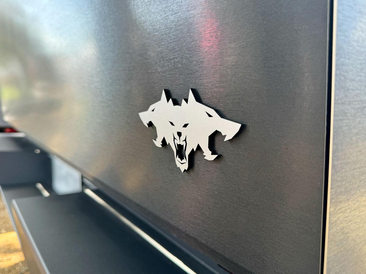 Cybercab Robotaxi ? Metallic Silver Cyberbeast 3D Laser-Cut Emblems rear-gate-quarter