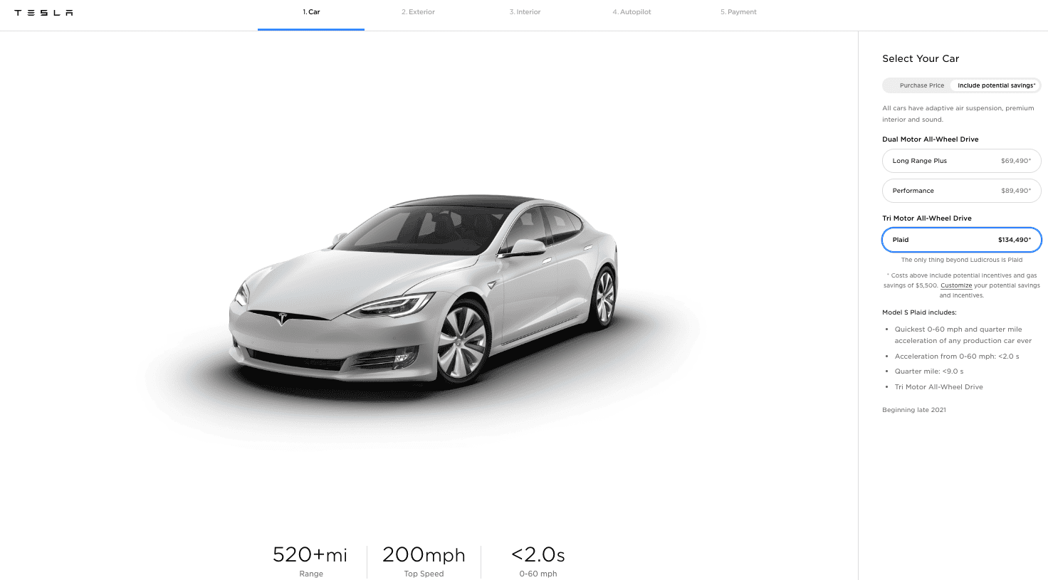 Cybercab Robotaxi Tesla Model S Plaid available for ordering Tesla Plaid