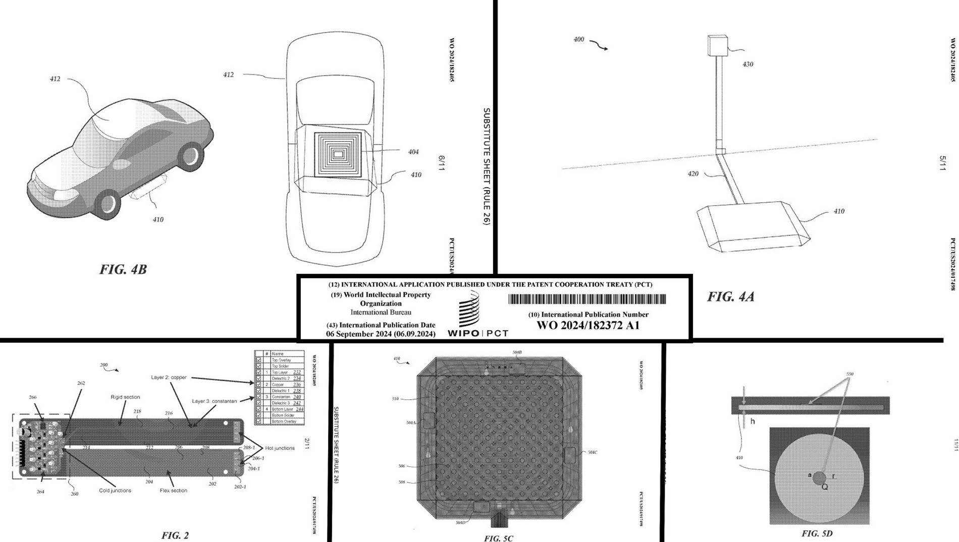 Cybercab Robotaxi Inductive Wireless Charging System & Mat for Cybercab Robotaxi - first look tesla wireless charging pad patent 2024