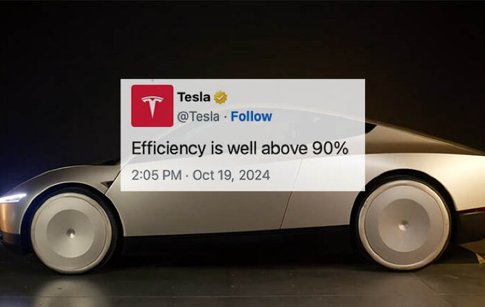 Wwireless charging efficiency for Cybercab Robotaxi "well above 90%" confirms Tesla